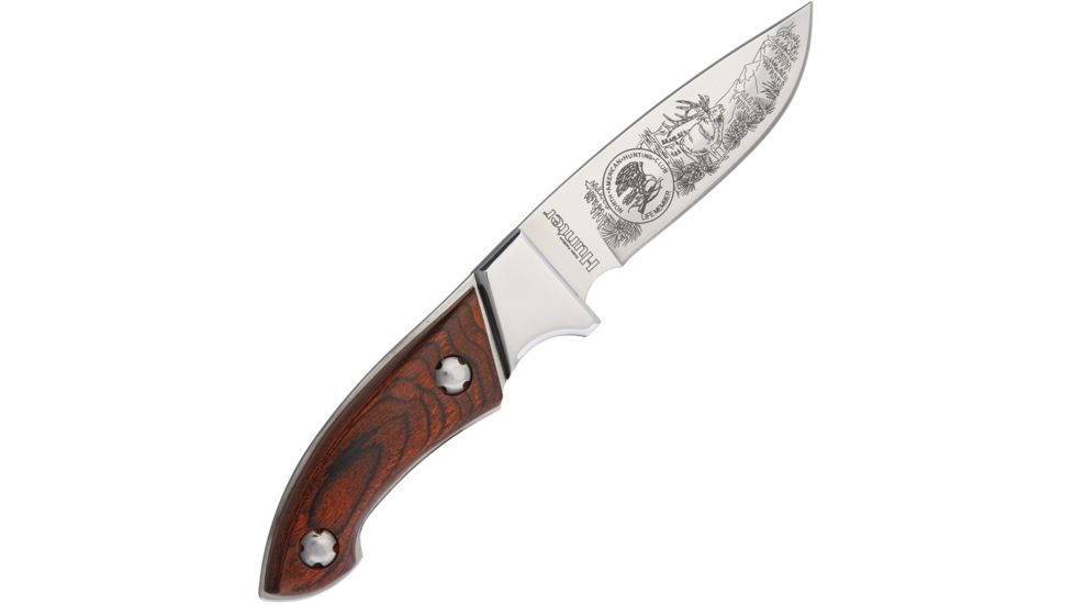 Miscellaneous Elk Fixed Blade Knife, 4in, Stainless Steel, Mirror Polish, Wood Handle H1723