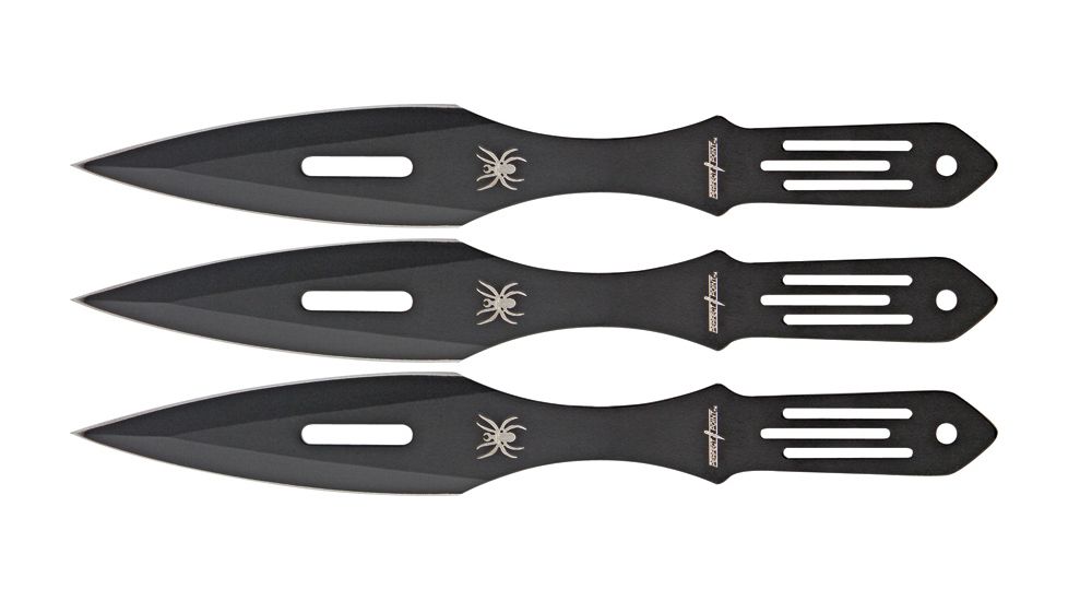 Miscellaneous Fixed Blade Throwing Knife Set 3pc, 4in Double Edge,Skeletonized Handle M4143
