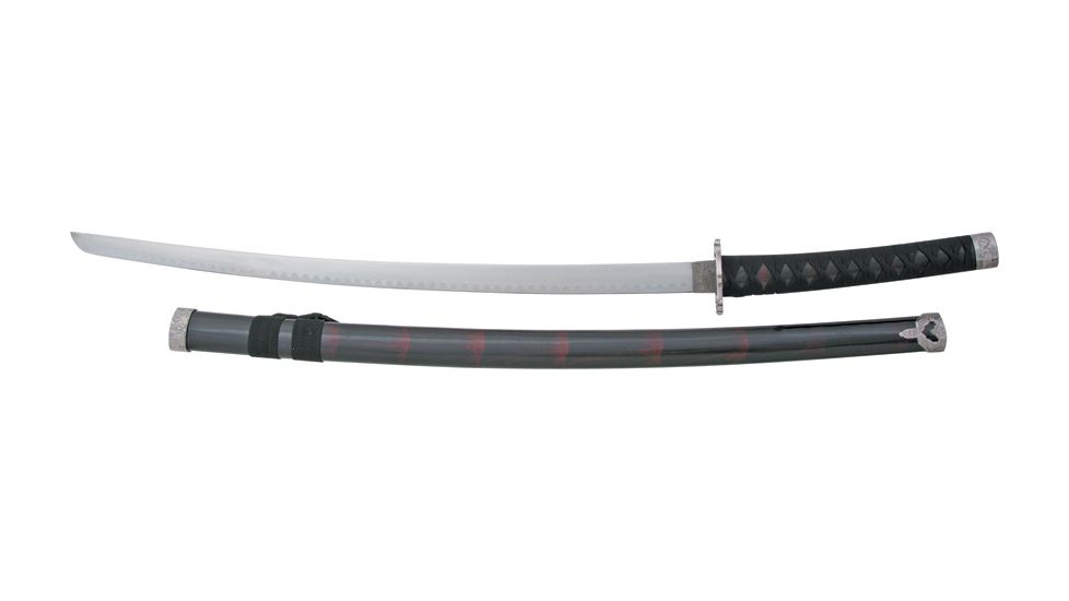 Miscellaneous Katana Black/Burgundy,25.75in,Sharpened Steel Blade,Black Composition Handle M3104