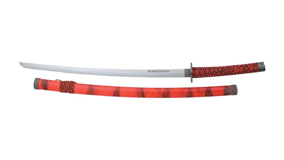 Miscellaneous Katana Red/Black,26in,Sharpened Steel Blade,Red And Black Composition Handle M3106