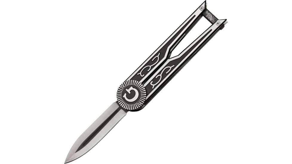 Miscellaneous Masonic Folding Knife,5.5in closed,Double Edge Blade,Silver And Black Cast Metal Handle/Masonic M4229
