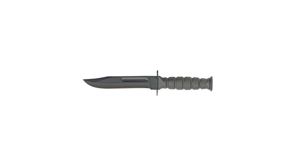 Miscellaneous Mini Combat Bowie Fixed Blade Knife,Bowie Blade,Grooved Black Rubber Handle M3635