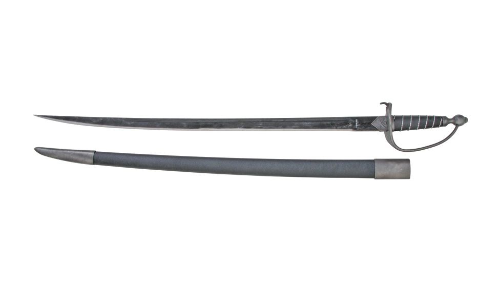 Miscellaneous Pirate Sword,28.125in,Sharpened Stainless Blade,Black Imitation Leather Handle M3340