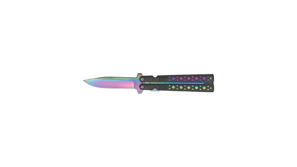 Miscellaneous Rainbow Assisted Opening Folding Knife,4.875in closed,Assisted Opening Blade,Black Composition Handle M3726
