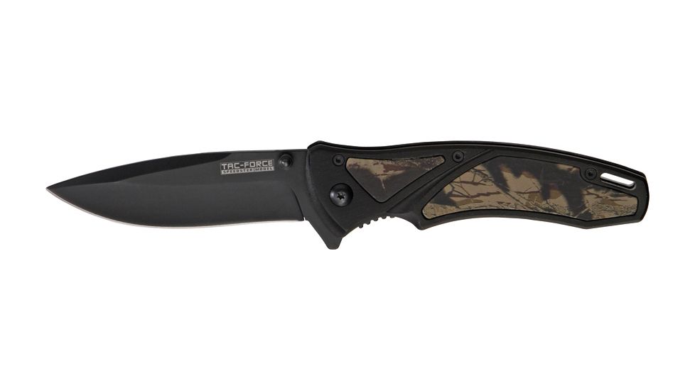 Miscellaneous Speed Assisted Camo Folding Knife,3.375in,Black Assisted Opening Blade,Black Alum Handle Camo Inserts M3835