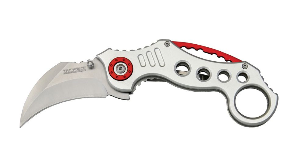 Miscellaneous Speed Assisted Karambit Folding Knife,2.375in,Assisted Opening Curved Blade,Silver Anodized Alum Handle M3840