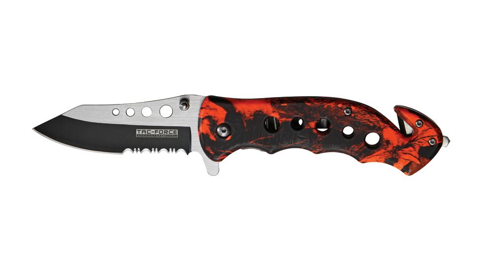 Miscellaneous Speed Assisted Rescue Folding Knife,4.625in closed,Assisted Opening Blade,Red Camo Alum Handle M3995