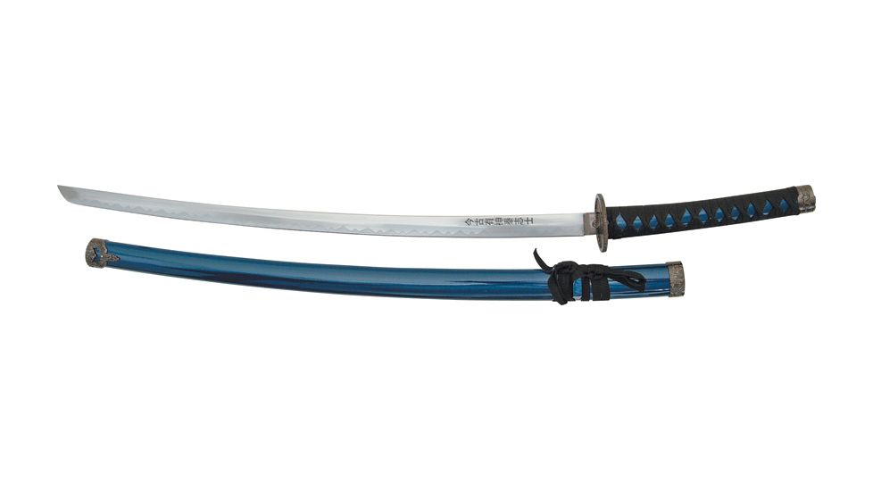 Miscellaneous Traditional Sword Blue,26.125in,Sharpened Steel Blade,Blue Composition Handle M2991