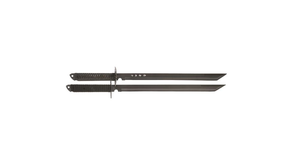 Miscellaneous Twin Ninja Sword,10.75in,Black Stainless Blade,Black Cord Wrapped Handle M3639