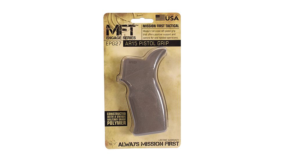 Mission First Tactical Engage AR15/M16 Enhanced Pistol Grip with finger grooves and oversized palm swell, Scorched Dark Earth, EPG27-SDE