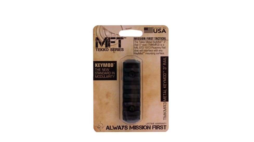 Mission First Tactical MFT TEKKO Metal KeyMod Rail 3 Inch 7 Slot Black