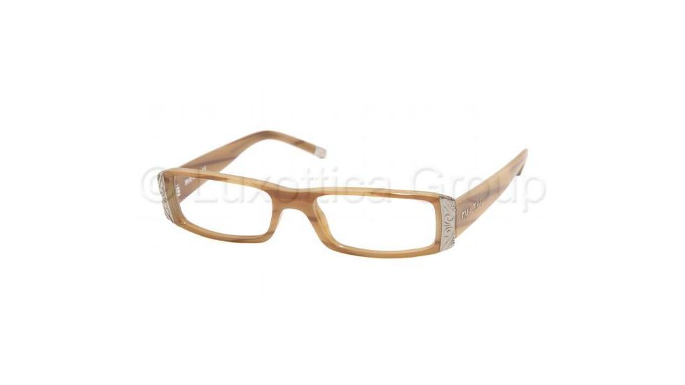 Miu Miu Eyeglasses MU10EV with Lined Bifocal Rx Prescription Lenses, Select Frame Color / Lens Diameter Honey Frame / 49 mm Prescription Lenses