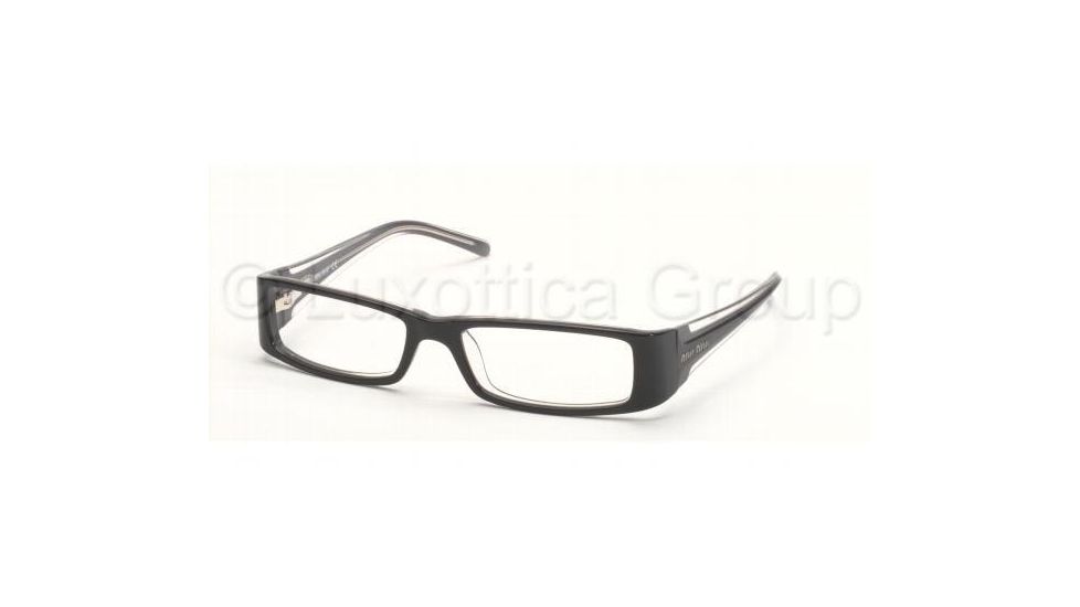 Miu Miu Eyeglasses MU01DV with No-Line Progressive Rx Prescription Lenses, Select Frame Color / Lens Diameter Black Crystal Frame / 50 mm Prescription Lenses