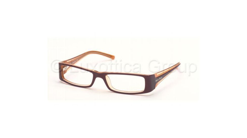Miu Miu Eyeglasses MU01DV with No-Line Progressive Rx Prescription Lenses, Select Frame Color / Lens Diameter Purple Orange Crystal Frame / 50 mm Prescription Lenses