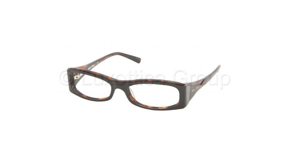 Miu Miu MU 10FV Eyeglasses, Black Spotted Tortoise Frame w/NonRx 50 mm Diameter Lenses, 7VO1O1 5016