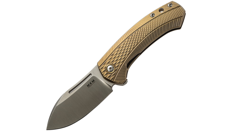 MKM Colvera Framelock Lionsteel Folding Knife, 3 satin finish Bohler M390 stainless blade, Bronze anodized titanium handle, MK LS02-TBR