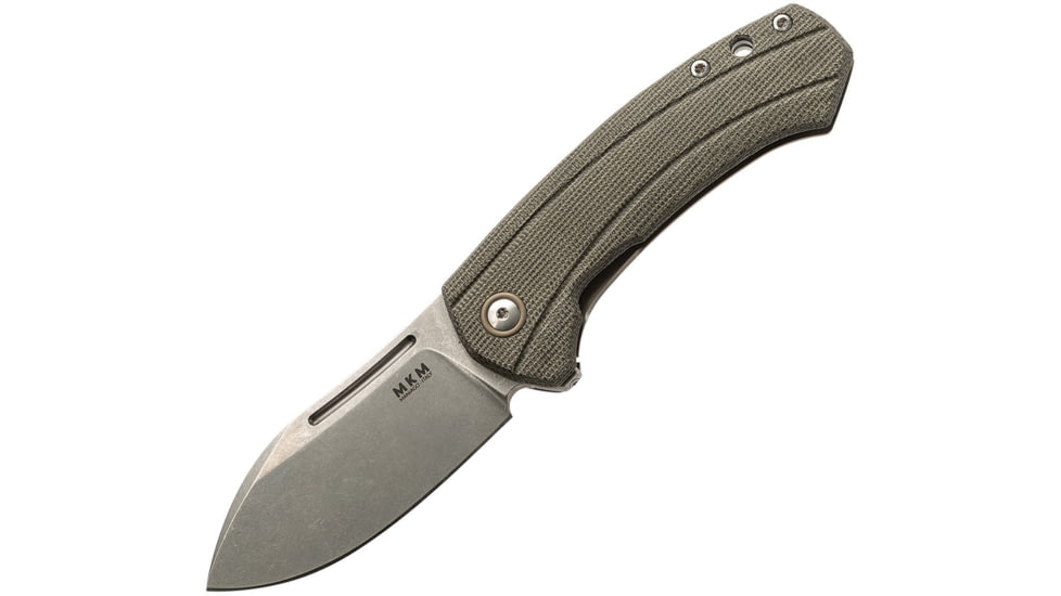 MKM Colvera Framelock Lionsteel Folding Knife, 3 stonewash finish Bohler M390 stainless blade, Green canvas micarta handle, MK LS02-GCT