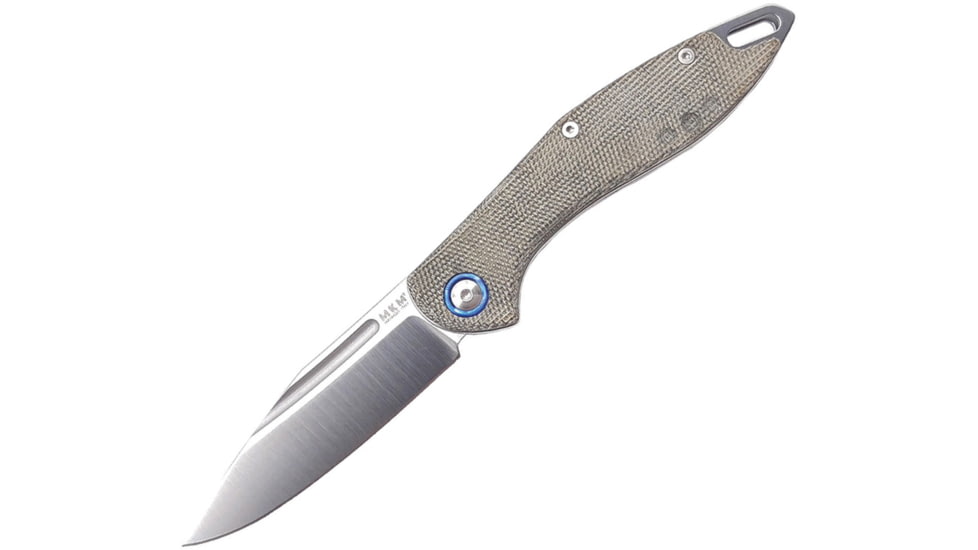 MKM Fara Slip Joint Green Micarta Folding Knife, 3 satin finish Bohler M390 stainless blade, Green canvas micarta handle, MK MY01-GC