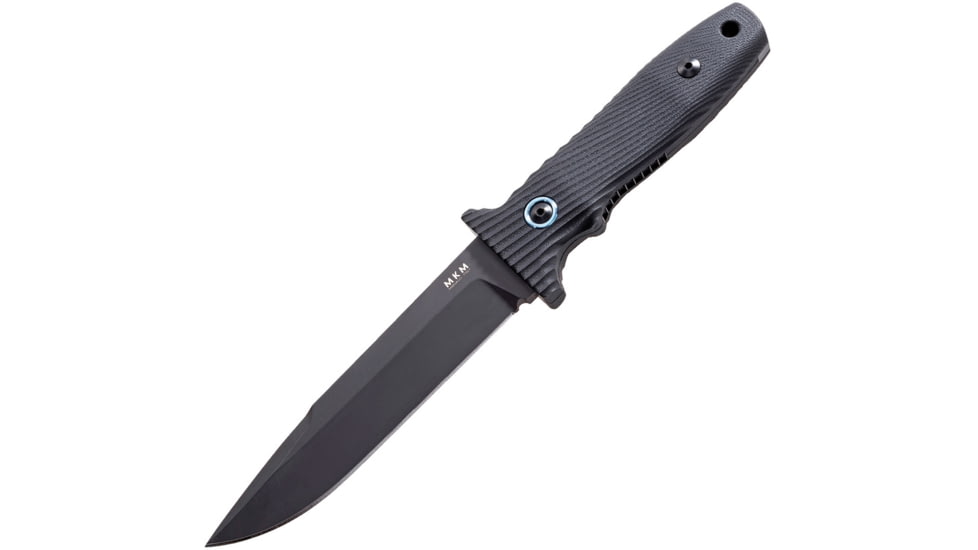 MKM Jouf Fixed Blade Fox Fixed Blade Knife, 10.25in Overall, 5.5in Black Cerakote Finish Bohler N690 SS Drop Point, Black Sculpted G10 Handle, By Fox, Black Cordura Sheath, MKFX02-C
