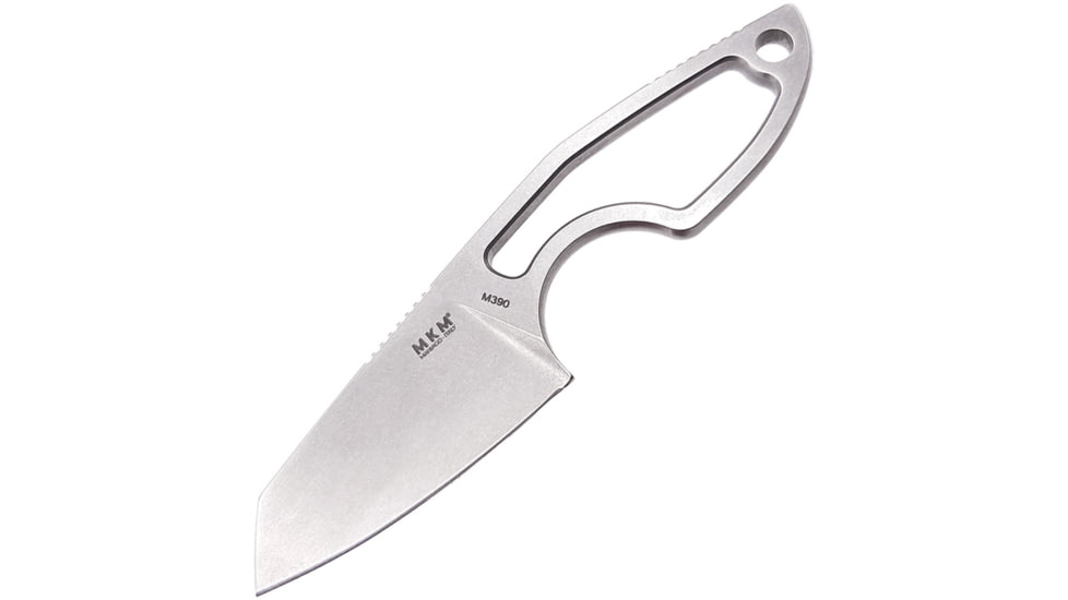 MKM Mikro 2 Fixed Blade Knife, 2 stonewash finish Bohler M390 stainless sheepsfo, Skeletonized handle, MK MR02-N