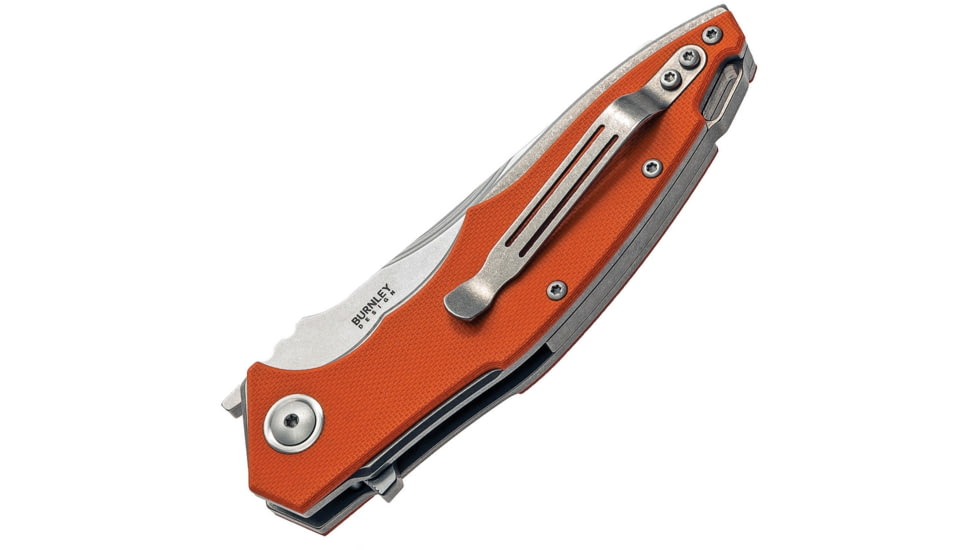 MKM Raut Framelock Viper Folding Knife, 3.5in Stonewash Bohler M390 SS Blade, Gray Titanium Handle With Orange G10 Onlay, By Viper, Black Nylon Zippered Storage Case, Designed By Lucas Burnley, MKVP01-GBOR