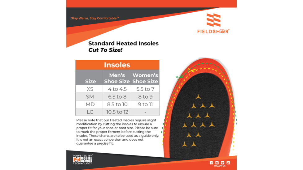 Mobile Warming Standard Heated Insoles, Black, Medium, MWUS08010320