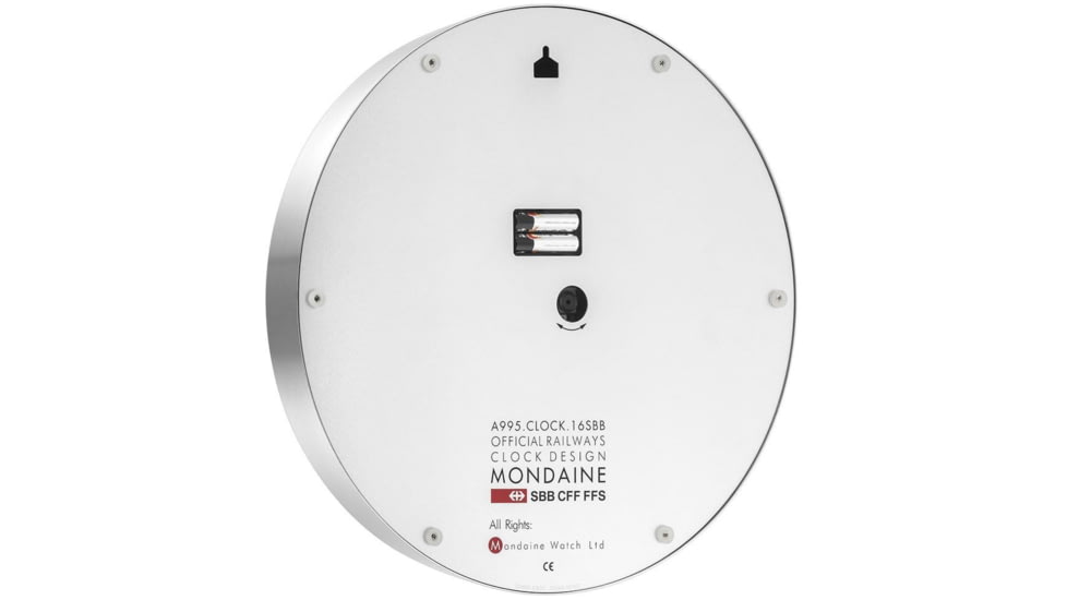 Mondaine Offical Swiss 40cm Railway Wall Clock, Silver, 25cm, A995.CLOCK.16SBB