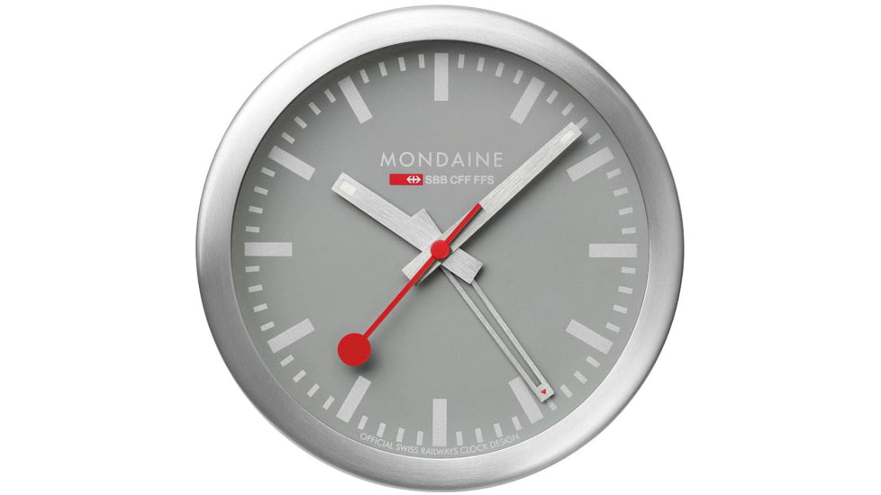 Mondaine Table Alarm Clock, Grey, 125mm, A997.MCAL.86SBV