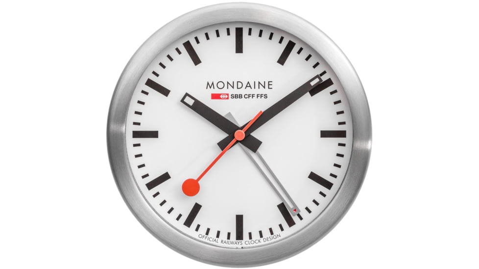 Mondaine Table Alarm Clock, Silver, 125mm, A997.MCAL.16SBB