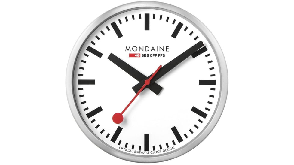 Mondaine Wall 25cm Clock, Silver, 25cm, A990.CLOCK.16SBB