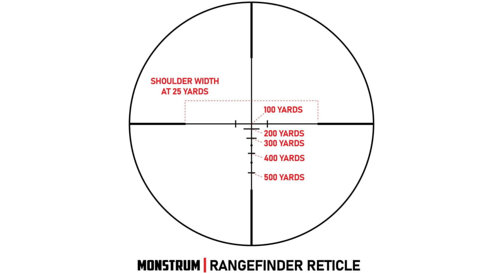 Monstrum 1-4x20 Rifle Scope with Rangefinder Reticle and Medium Profile Scope Rings, Flat Dark Earth, TS1420-R-RG