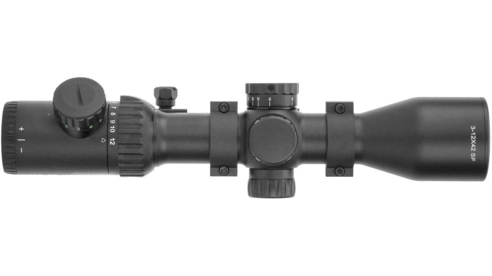 Monstrum 3-12x42 AO Rifle Scope with Illuminated Mil-Dot Reticle and Offset Reversible Scope Rings, Black, S31242-R-RGAO-V2