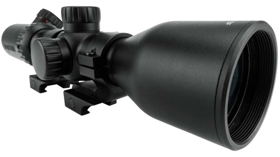 Monstrum 3-12x42 AO Rifle Scope with Illuminated Mil-Dot Reticle and Offset Reversible Scope Rings, Black, S31242-R-RGAO-V2