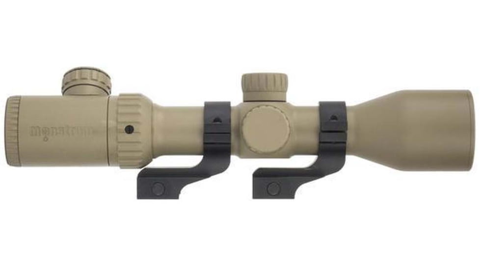 Monstrum 3-12x42 AO Rifle Scope with Illuminated Mil-Dot Reticle and Offset Reversible Scope Rings, Flat Dark Earth, TS31242-R-RGAO-V2