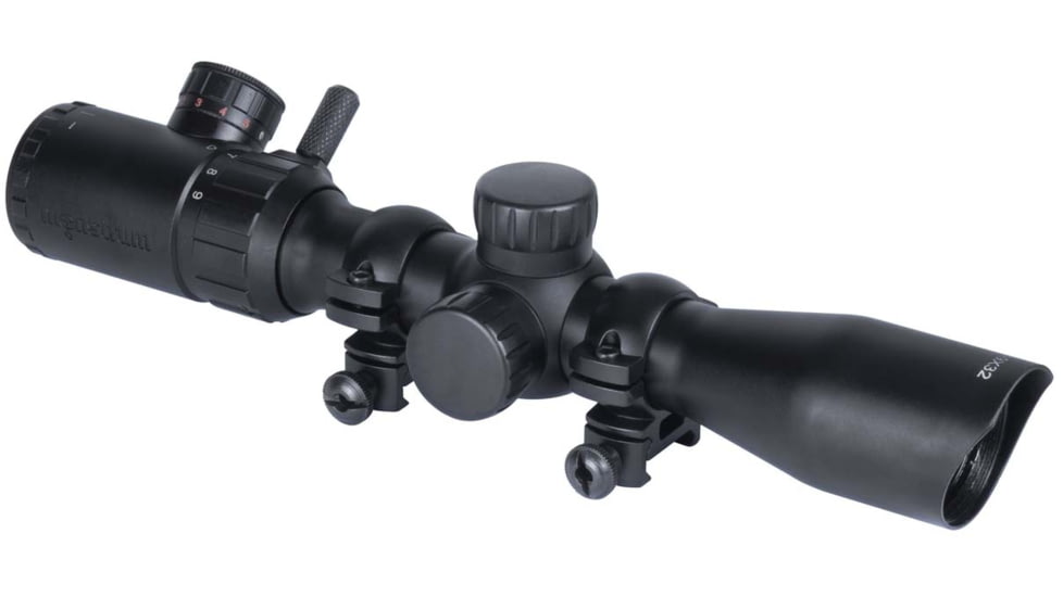 Monstrum 3-9x32 Rifle Scope with Rangefinder Reticle and High Profile Scope Rings, Black, S3932-R-N