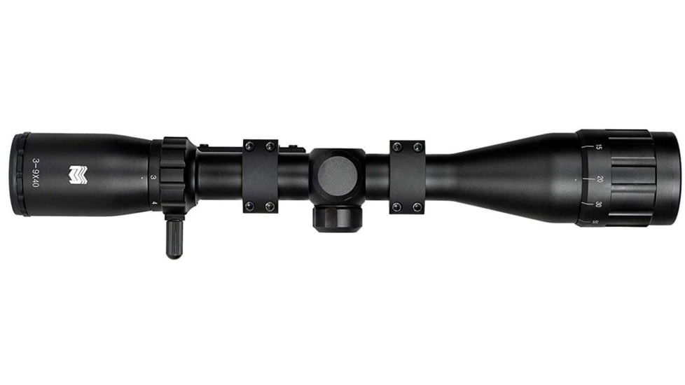 Monstrum 3-9x40 AO Rifle Scope with Parallax Adjustment and Offset Scope Mount, Black, S3940-AO-B