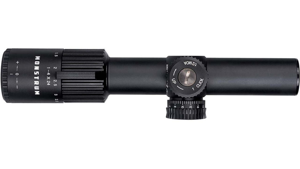 Monstrum Alpha Series 1-4x24 First Focal Plane FFP Rifle Scope with MOA Reticle, Black, GA1424-BLK