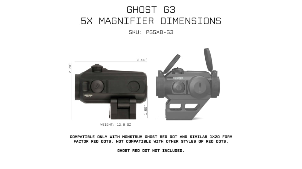 Monstrum Ghost G3 5x30mm Magnifier w/ Flip-to-Side Mount