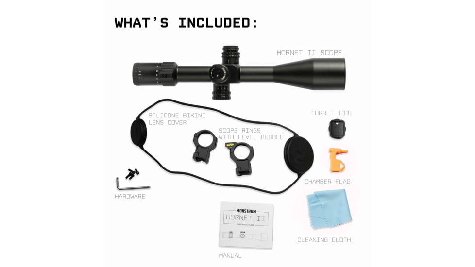 Monstrum Hornet II 6-24x50mm 30mm Rifle Scope, First Focal Plane