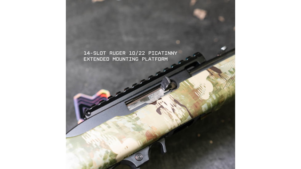 Monstrum Scopes / Optics Ruger 10/22 Extended 14 Slot Picatinny Rail Mount w/ Integrated Level Bubble