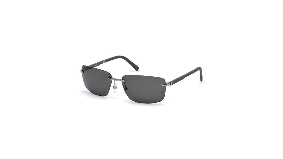 Mont Blanc MB465S Sunglasses - Shiny Light Ruthenium Frame Color, Smoke Lens Color