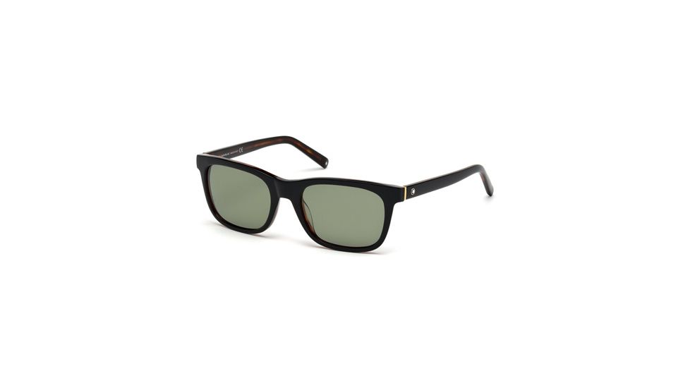 Mont Blanc MB507S Sunglasses - Shiny Black Frame Color, Green Lens Color
