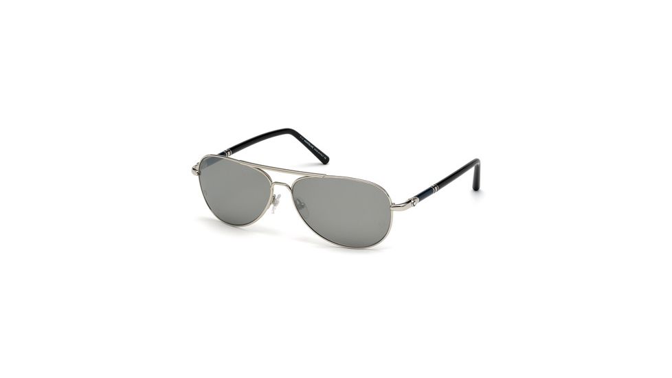 Mont Blanc MB509S Sunglasses - Shiny Palladium Frame Color, Smoke Mirror Lens Color