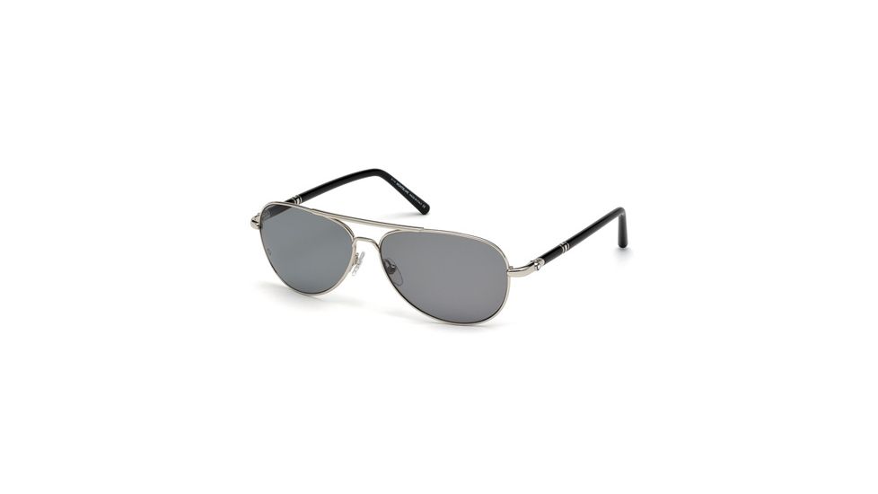 Mont Blanc MB509S Sunglasses - Shiny Palladium Frame Color, Smoke Polarized Lens Color