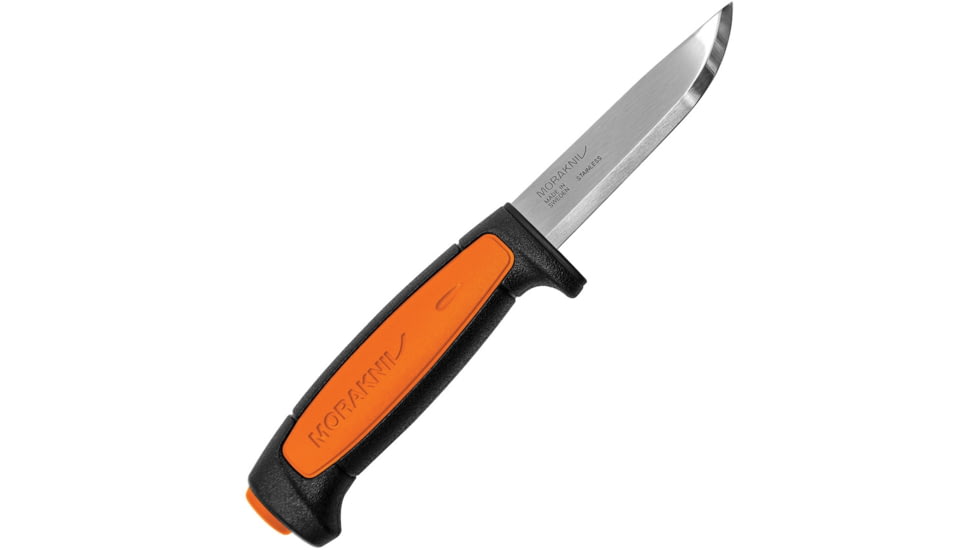 Morakniv Basic 546/Orange Knife, 8in Overall, 3.5in SS Blade, Black/Orange Synthetic Handle, Black Molded Plastic Sheath, M-13246