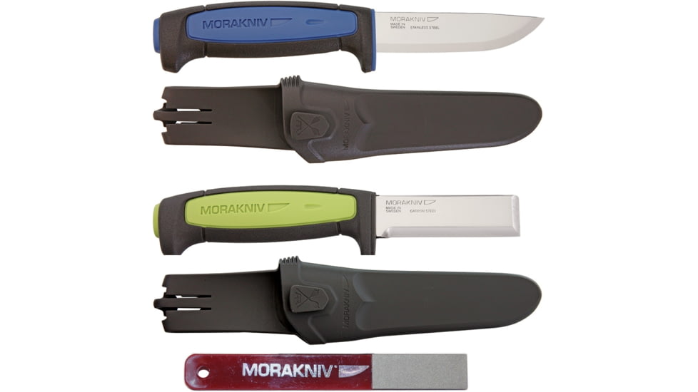 Morakniv Craft Knife Set Knife, Includes Pro S Fixed Blade, 8in Overall With 3.63in SS Blade, Black/Blue Rubberized, M-MPC