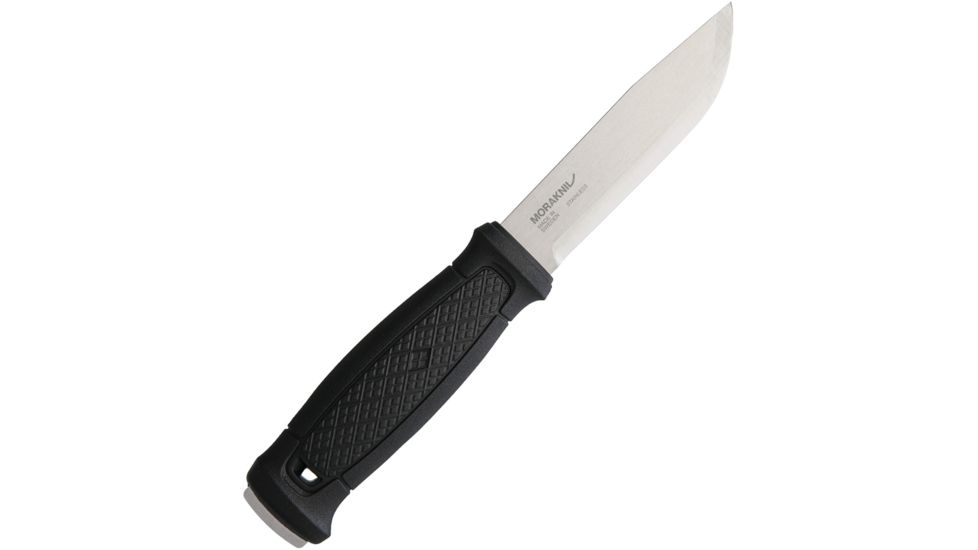 Mora Garberg Fixed Blade Knife, 4.25in, Standard Edge, Drop Point, Satin, Black Synthetic Handle, Black Leather Sheath FT01747