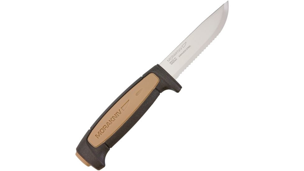Mora Rope Fixed Blade Knife, 3.625in, Gray, Rubber Handle FT01512
