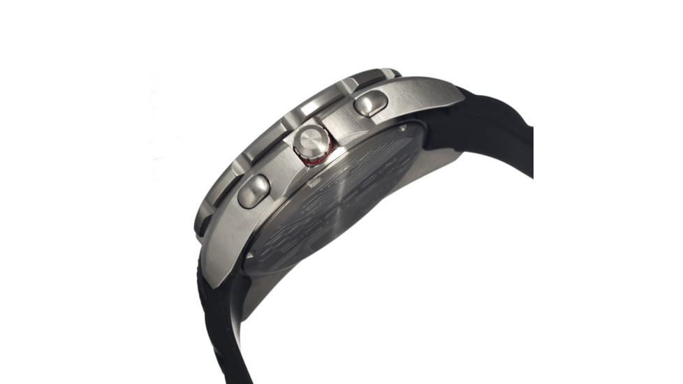 Morphic M25 Series Watch,Black Silicone Band,Red Hand,Silver Bezel,Black Analog Dial,Fold Over Push Button Deployment MPH2502