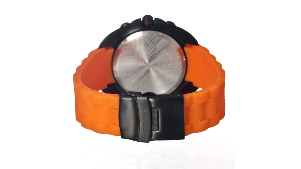 Morphic M25 Series Watch,Orange Silicone Band,Red Hand,Black Bezel,Black Analog Dial,Fold Over Push Button Deployment MPH2506